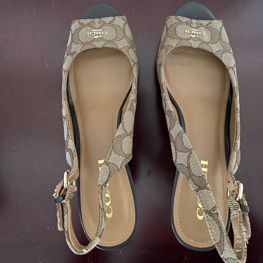 Coach Ferry Signature Platform Wedge 9.5B